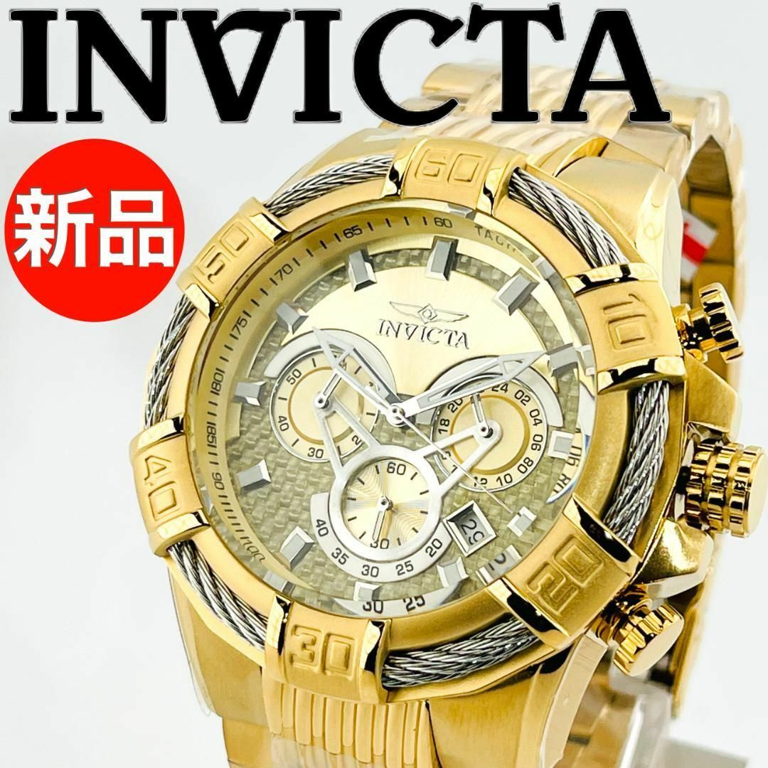 INVICTA - AA65 インビクタ メンズ高級腕時計 ゴールド クロノグラフ
