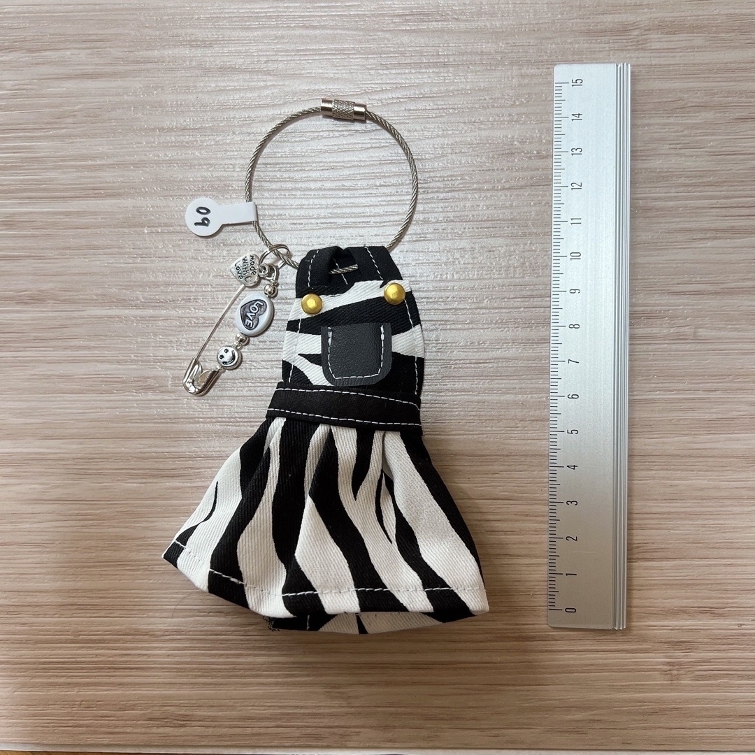 ハンドメイド ストラップ オーバーオール スカート ゼブラ