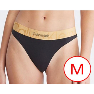 カルバンクライン(Calvin Klein)の残1Calvin Klein Tバック Black/Gold Mカルバンクライン(ショーツ)