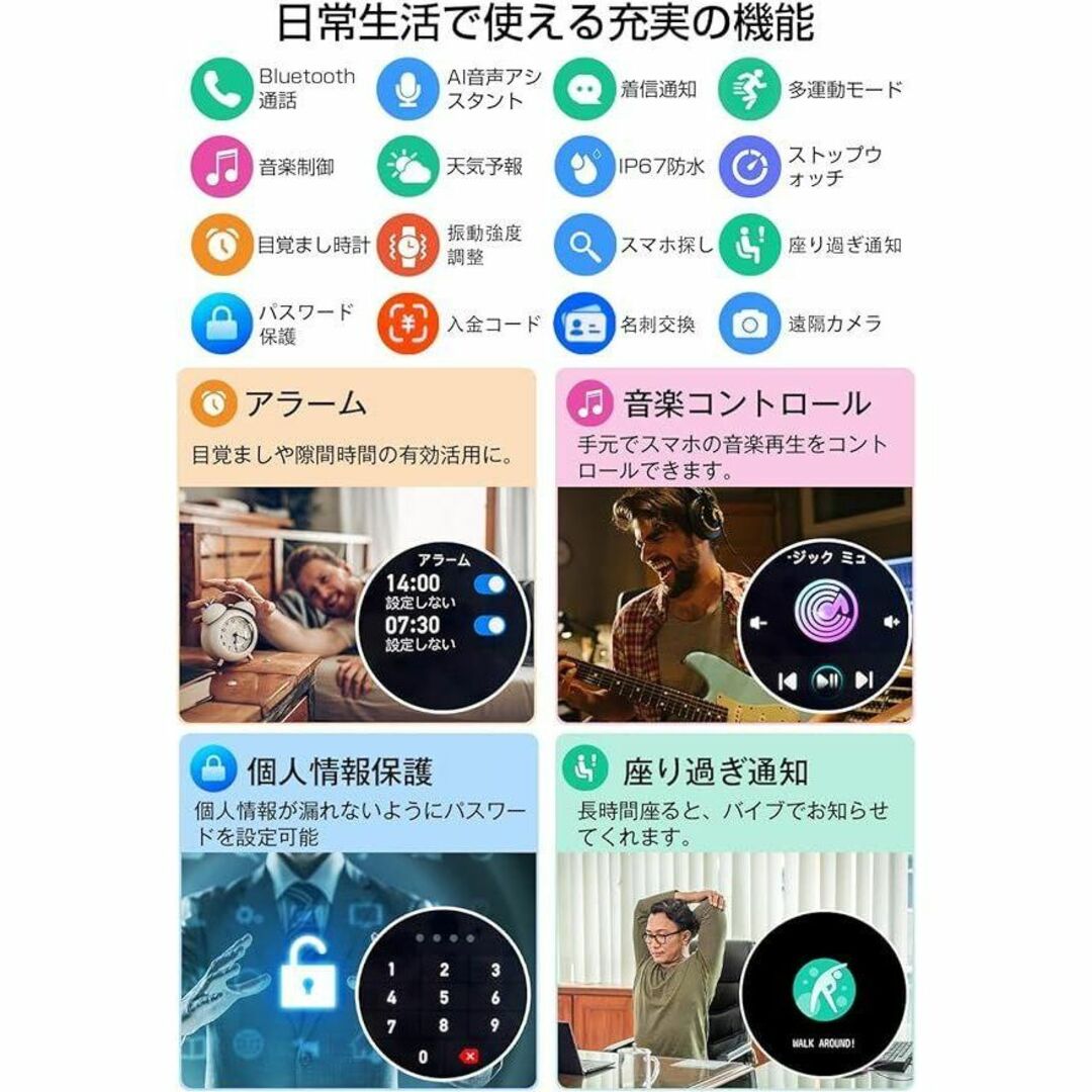 2種類バンド付き ❢ スマートウォッチ AI音声アシスタント 着信通知