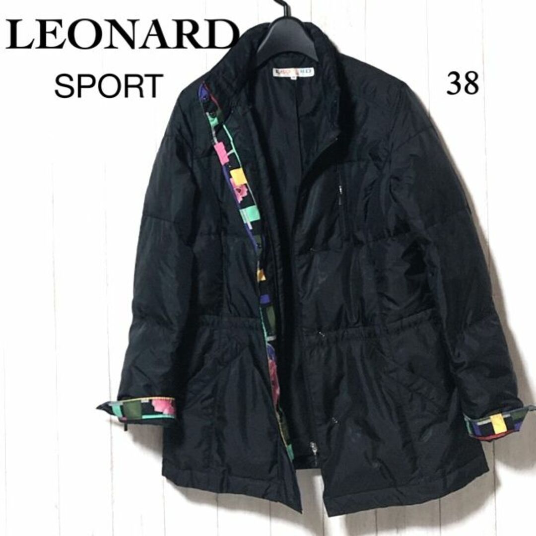 激安価格の レオナール ダウンコート 38/LEONARD SPORT 花柄ライン