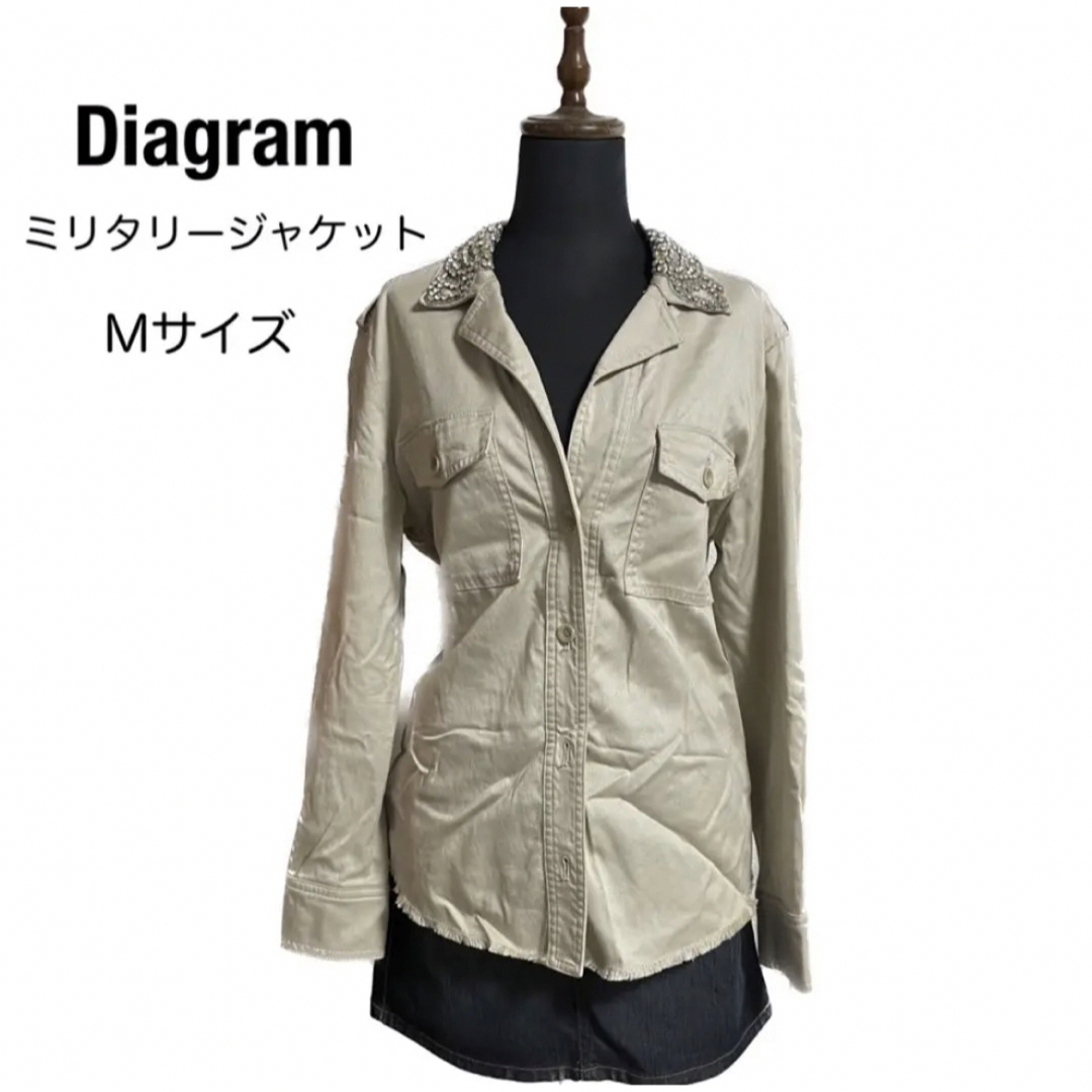 【新品】Diagram ミリタリービジュー付きジャケット ベージュ 36 | フリマアプリ ラクマ