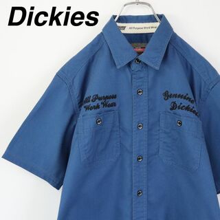 ディッキーズ(Dickies)の【大人気】ディッキーズ／ワークシャツ　刺繍ロゴ　ダブルポケット　ネイビーブルー(シャツ)