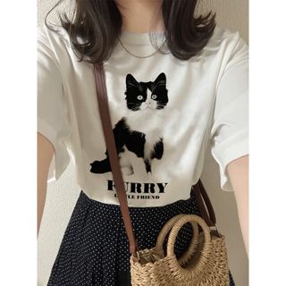 キャットフォトプリントTシャツ(Tシャツ(半袖/袖なし))