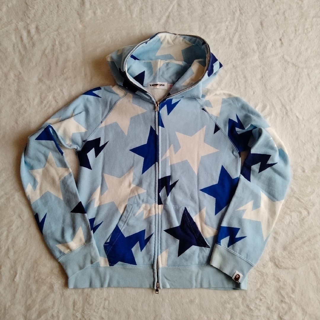 パーカーA BATHING APE スターパーカー 名古屋限定 ブルー xsサイズ