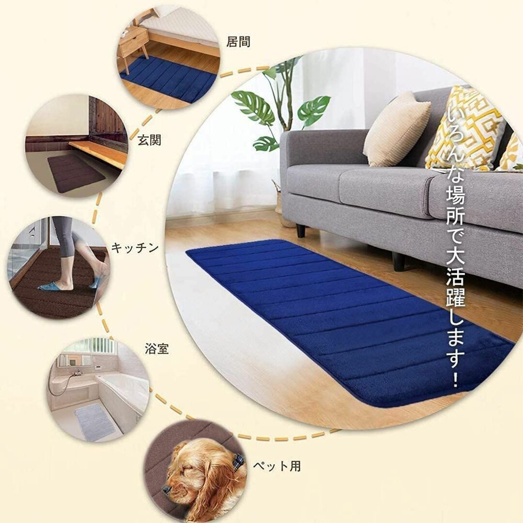 【色: グレー】Buganda キッチンマット 台所マット 洗える 60×90c