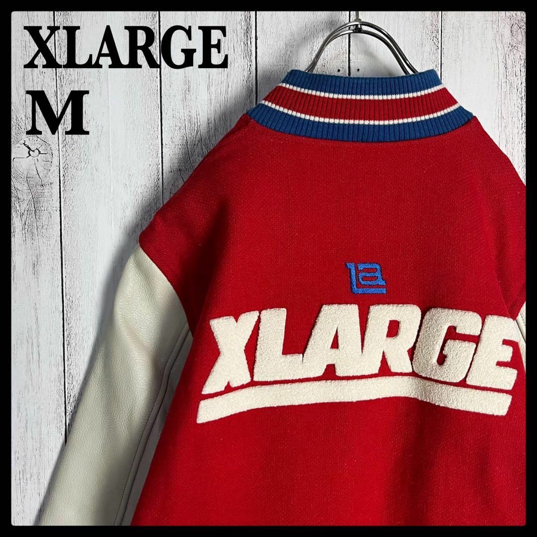 XLARGE - エクストララージ☆両面刺繍ロゴ入り袖レザースタジャン 入手