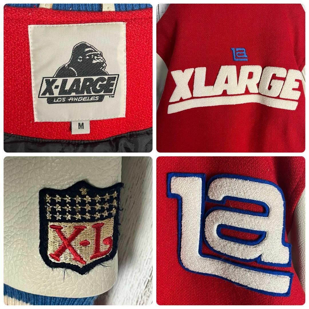 XLARGE - エクストララージ☆両面刺繍ロゴ入り袖レザースタジャン 入手