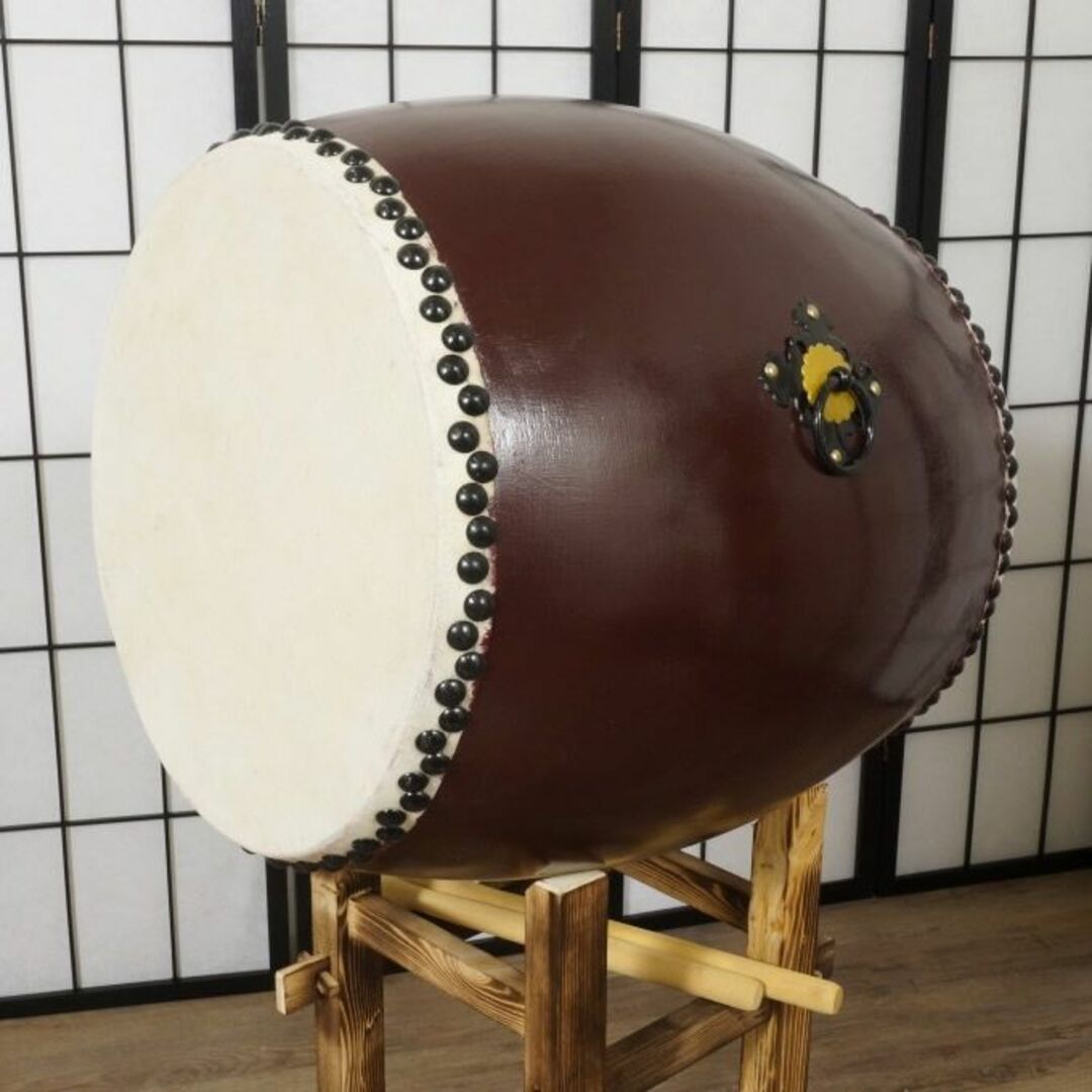 大型【新品】【蔵出し】和太鼓 1.4尺 台座 やぐら バチ付 セット
