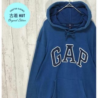 GAP プルオーバーパーカー ビッグロゴ ギャップ デカロゴ 水色