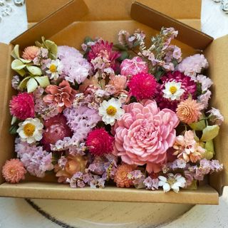 ♡ハンドメイド花材♡ドライフラワーピンクの小さなお花と木の実のセット♡(ドライフラワー)