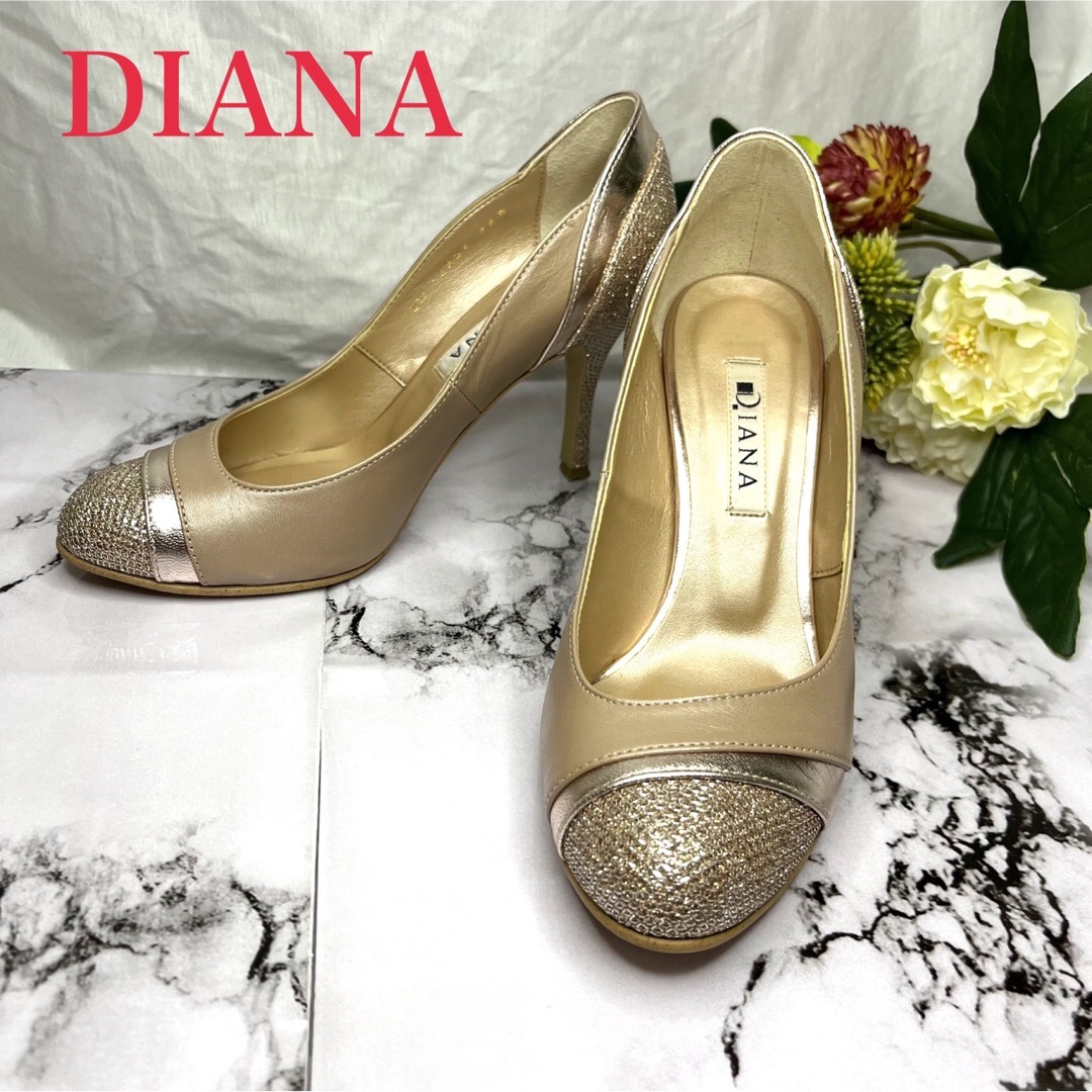 極美品 ダイアナ DIANA【22.5】レザー ラメ  パンプス 結婚式