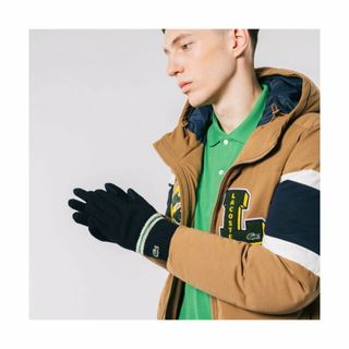 ラコステ(LACOSTE)の【ネイビー】ラインニットグローブ(手袋)