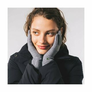 ラコステ(LACOSTE)の【グレー】ミニマルニットグローブ(手袋)