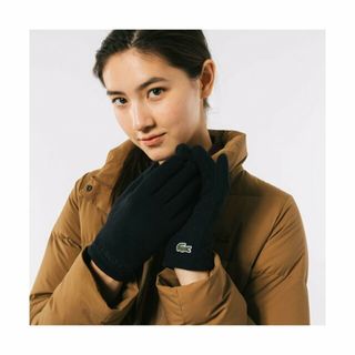 ラコステ(LACOSTE)の【ブラック】ネームステッチジャージニットグローブ(手袋)