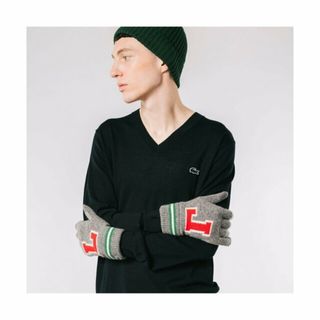 ラコステ(LACOSTE)の【グレー】Lロゴジャカードニットグローブ(手袋)