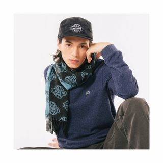 ラコステ(LACOSTE)の【ブラック×ブルー】グローブボールジャカードマフラー(マフラー)