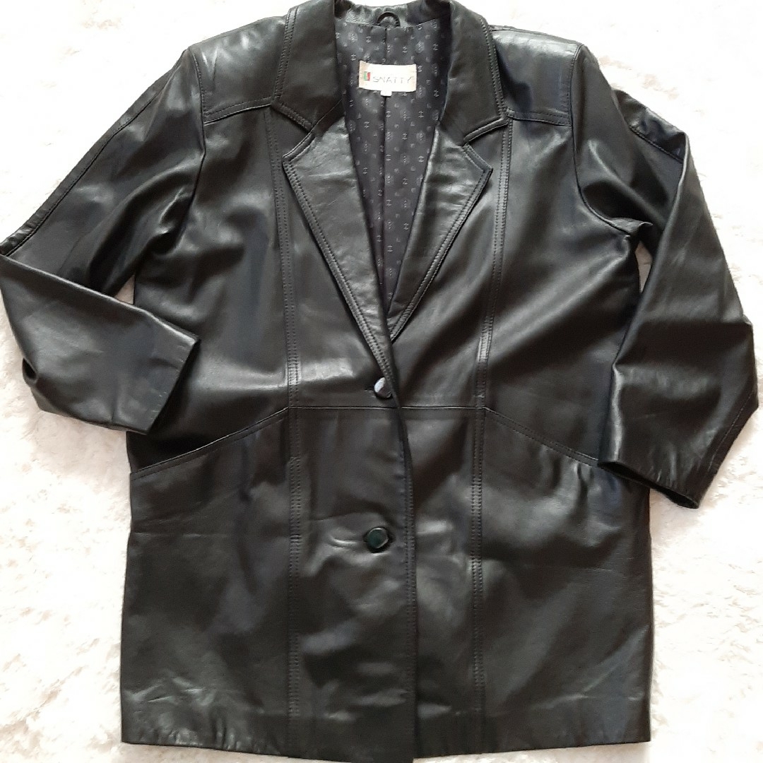 SNATTY メンズ レザージャケット シングル ブラック 羊革 フリー 中古