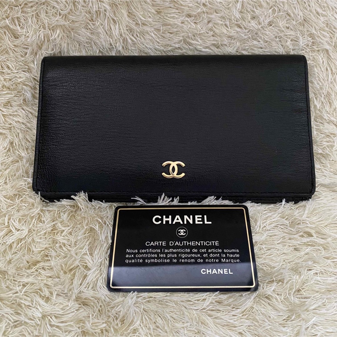 美品✨CHANEL ココマーク 二つ折り 長財布 レザー ブラック - 長財布