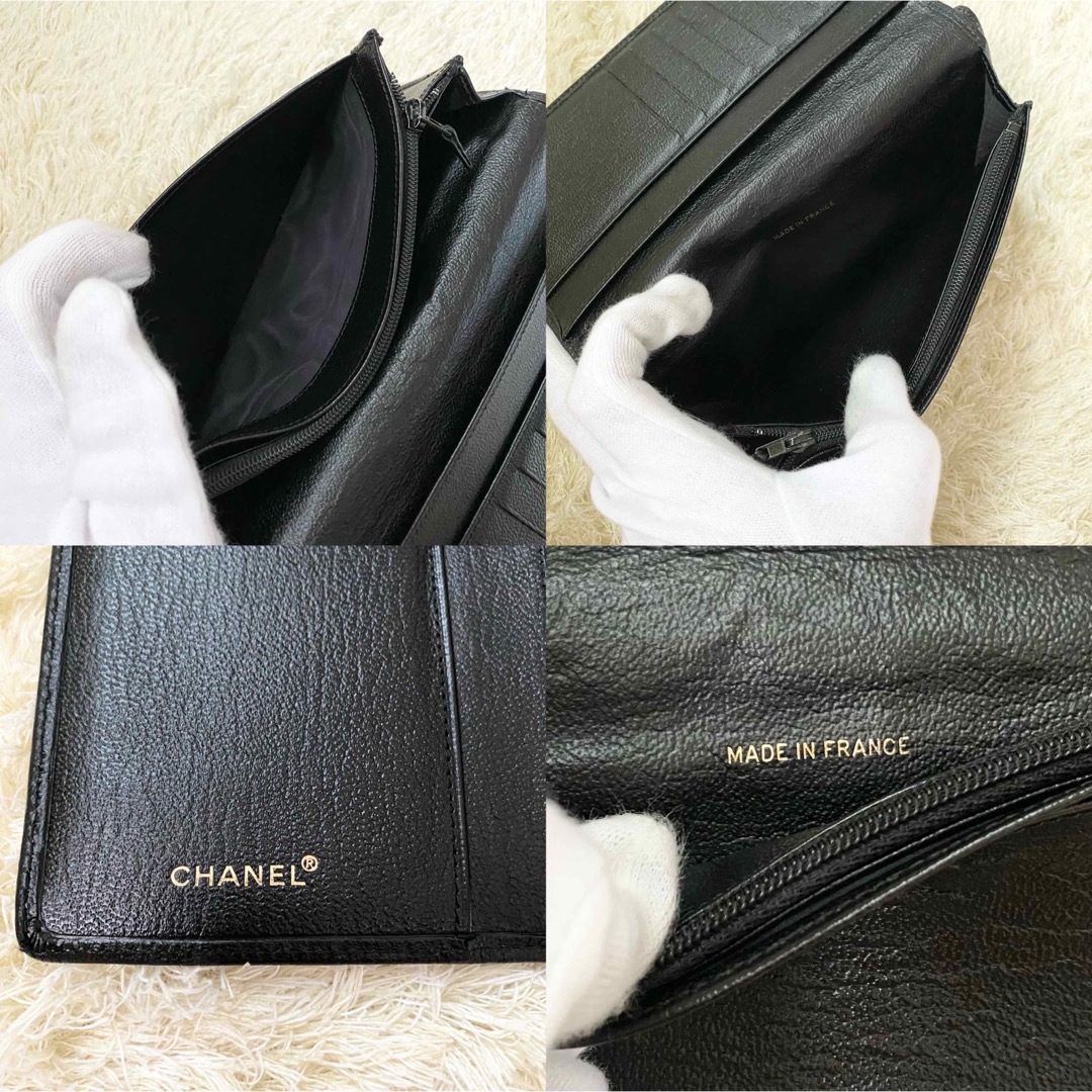 美品✨CHANEL ココマーク 二つ折り 長財布 レザー ブラック-