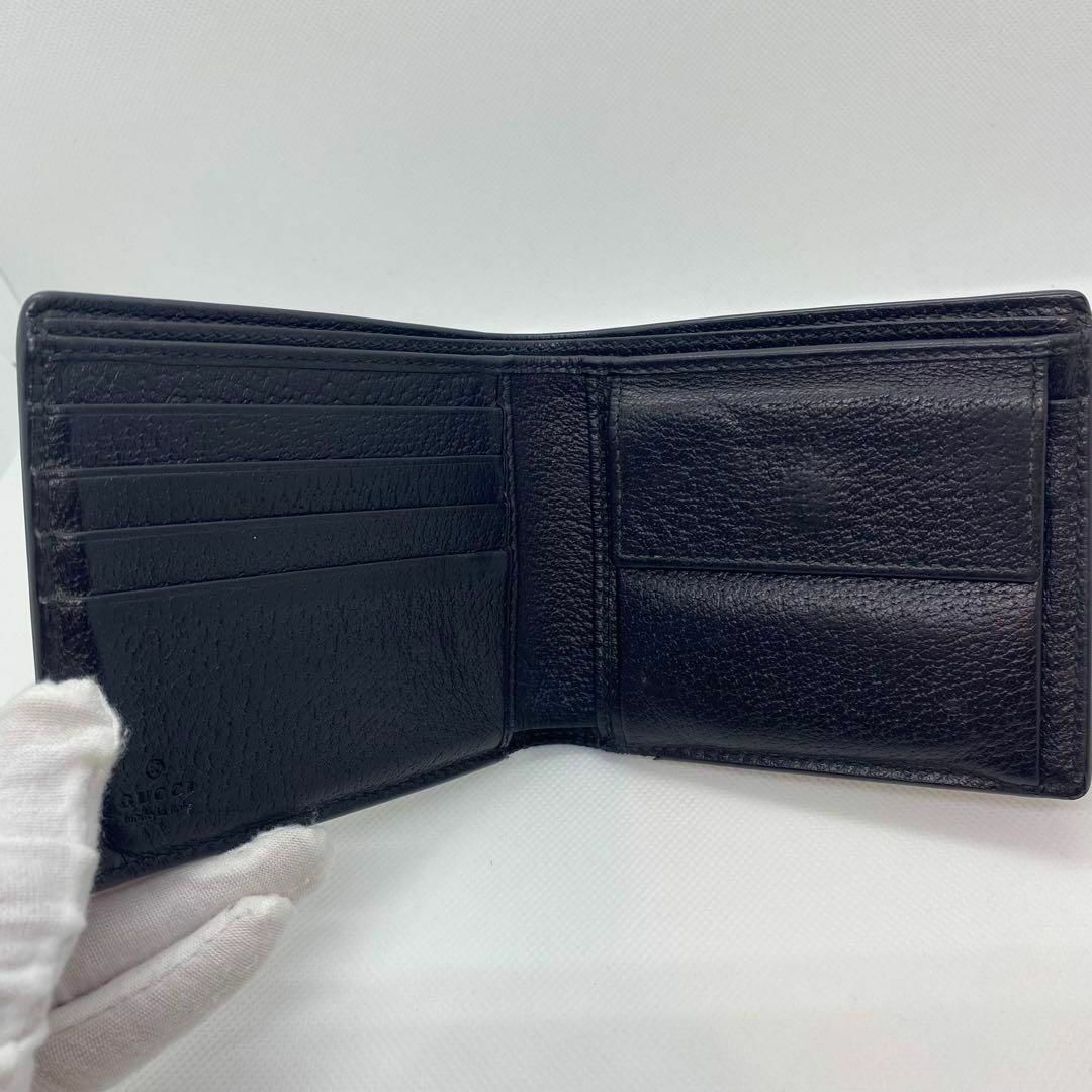Gucci - 【極美品】グッチ ビー 蜂 二つ折り財布 コンパクト レザー 黒