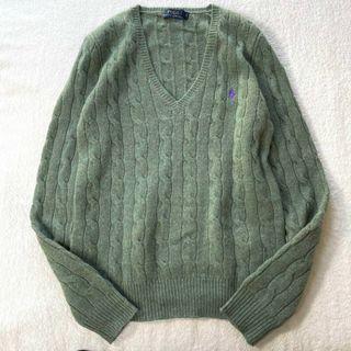 90s 系 美品 ラルフローレンスポーツ ケーブルニット セーター 立体編み