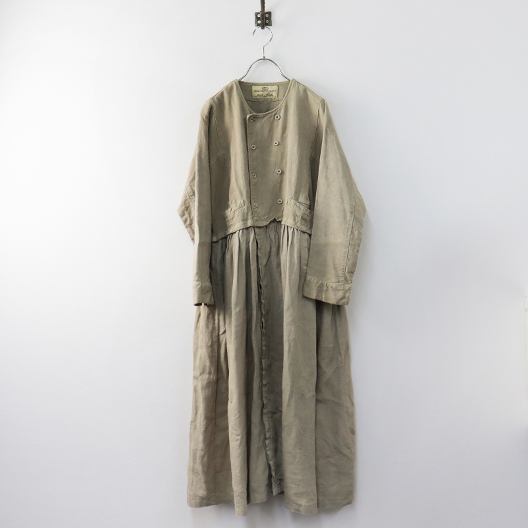 【美品】ネストローブ　nest Robe　ノーカラー　ロングワンピース　リネン