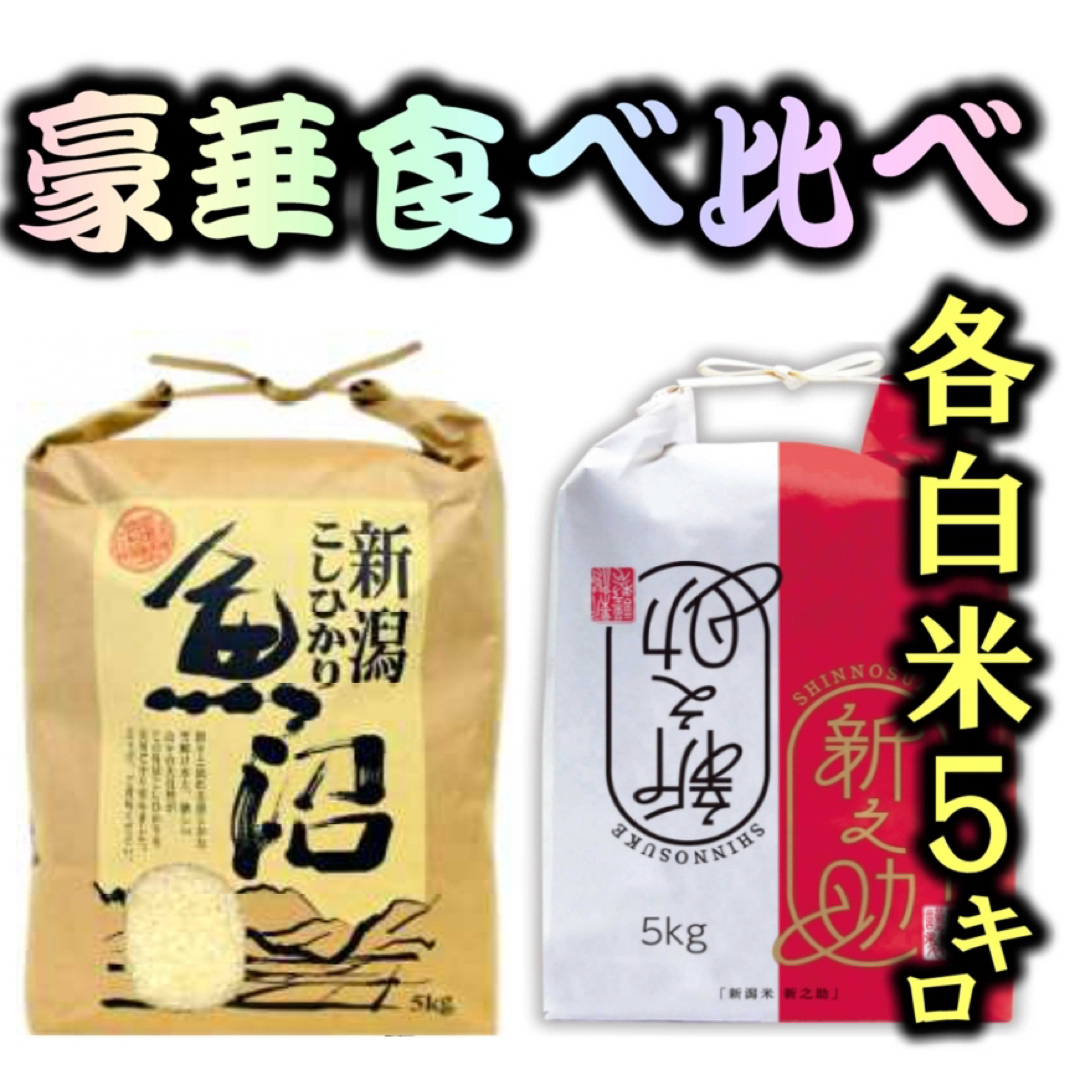 令和五年産使用割合食べ比べ「極み」令和5年産新潟新之助　魚沼産コシヒカリ白米5kg各1個10キロ