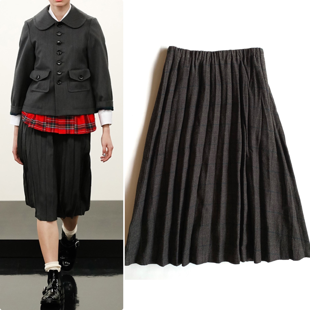 美品》COMME des GARCONS ランダム プリーツスカート チェック-
