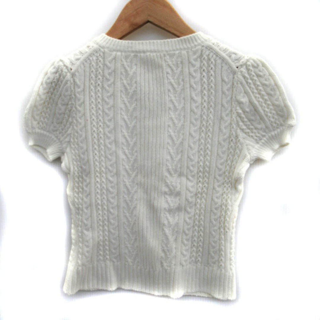 ef-de(エフデ)のエフデ ef-de ニット セーター 半袖 ラウンドネック ケーブル編み 9 白 レディースのトップス(ニット/セーター)の商品写真