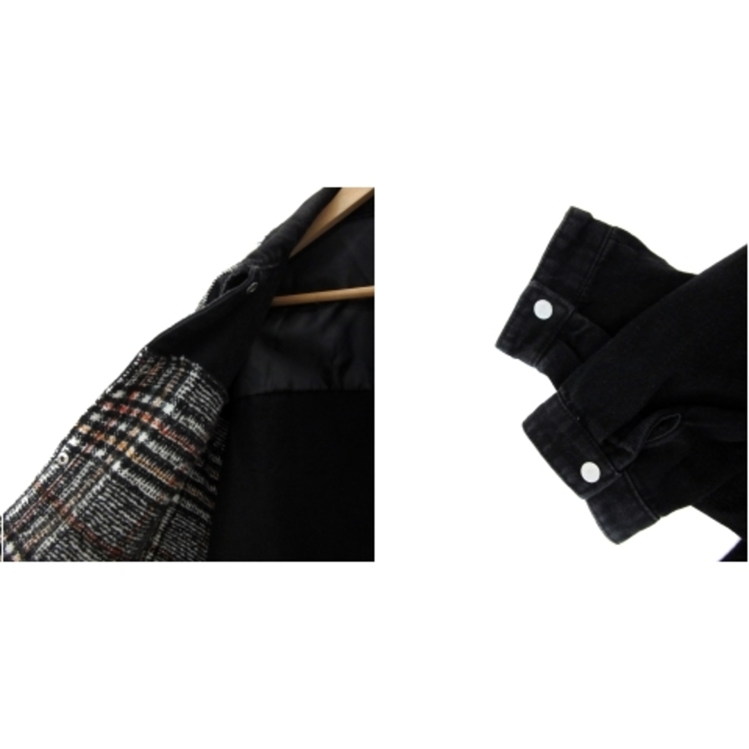 ZARA(ザラ)のザラ デニムジャケット Gジャン ジージャン ツイード オーバーサイズ L 黒 レディースのジャケット/アウター(Gジャン/デニムジャケット)の商品写真