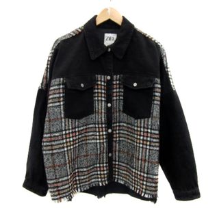 ザラ(ZARA)のザラ デニムジャケット Gジャン ジージャン ツイード オーバーサイズ L 黒(Gジャン/デニムジャケット)