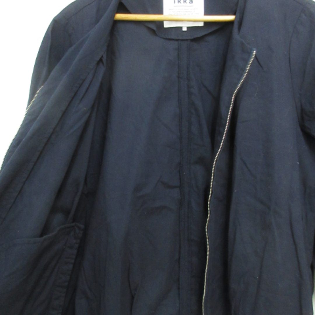 ikka(イッカ)のイッカ ノーカラージャケット ブルゾンジャケット ミドル丈 七分袖 M 黒 レディースのジャケット/アウター(ブルゾン)の商品写真