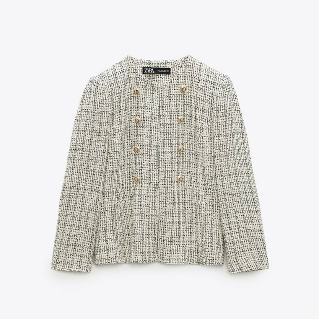 ZARA - ZARA ラウンドネック テクスチャーブレザー XSサイズ ZARA - ZARA ラウンドネック テクスチャーブレザー XSサイズ