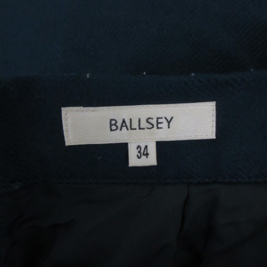 Ballsey(ボールジィ)のボールジー トゥモローランド フレアスカート ひざ丈 ウール 34 グリーン 緑 レディースのスカート(ひざ丈スカート)の商品写真