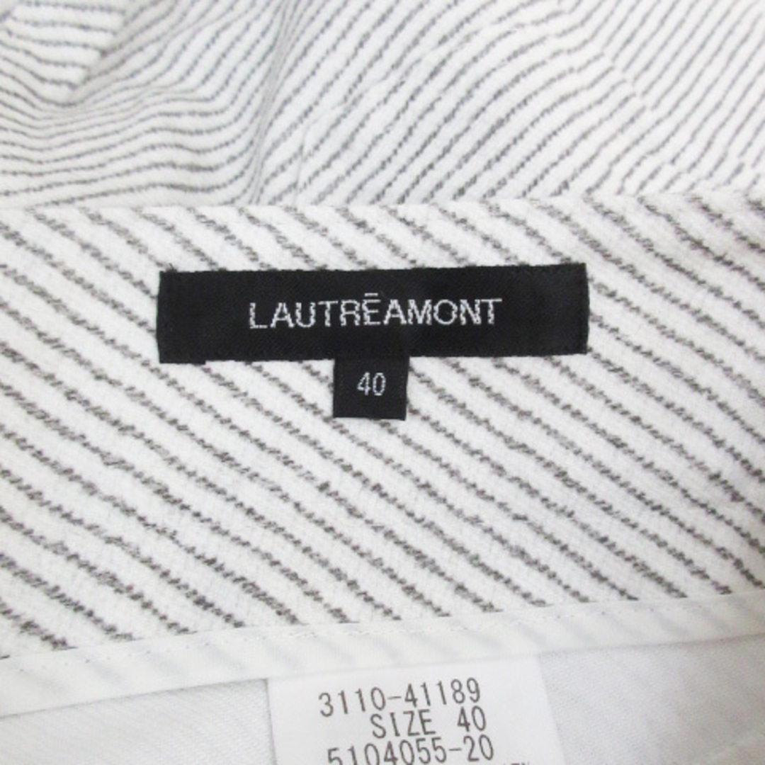 LAUTREAMONT(ロートレアモン)のロートレアモン スキニーパンツ ロング丈 ダイアゴナルストライプ柄 40 白 黒 レディースのパンツ(その他)の商品写真