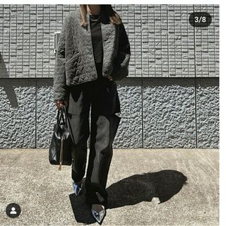 ZARA パフジャケット ハートキルティング グレー