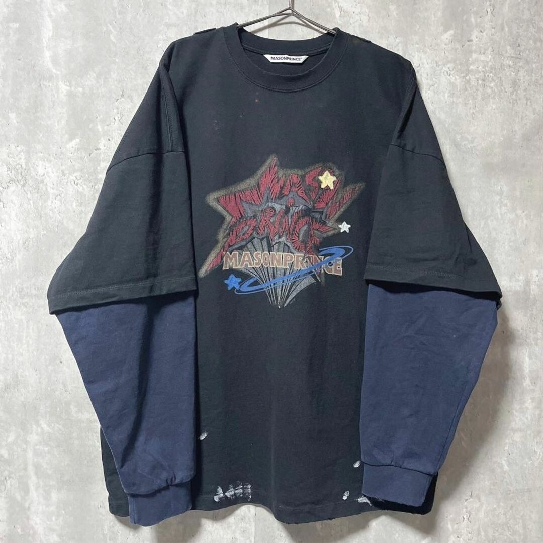 【M.P Studios】オーバーサイズロゴプリント レイヤードロンTEE