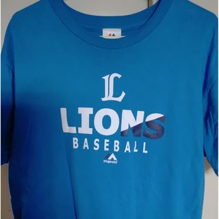 マジェスティック(Majestic)の西武ライオンズ　ＬＩＯＮＳロゴTシャツ ブルー　Lサイズ 美品❗(応援グッズ)