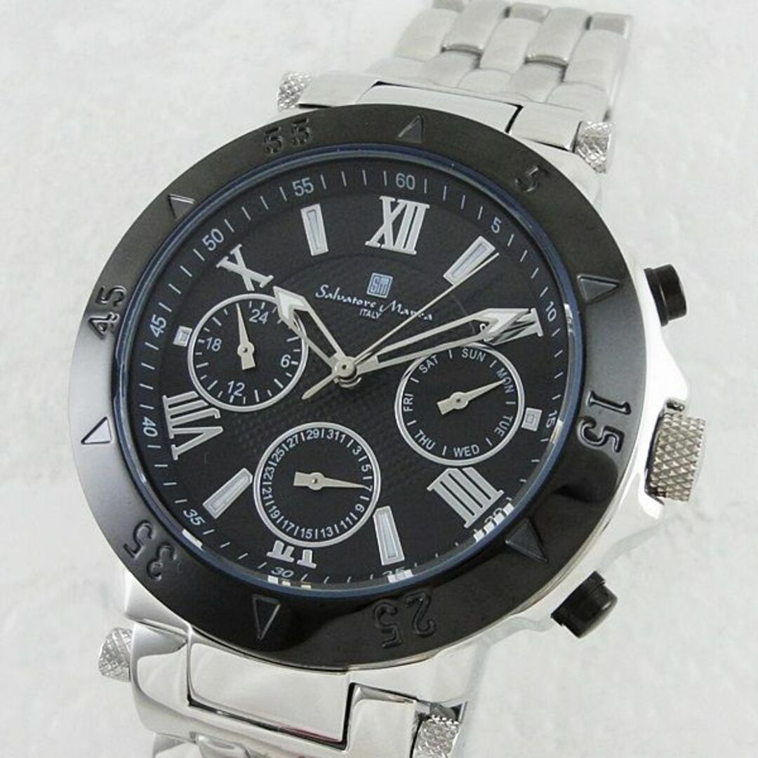 国内正規品 サルバトーレマーラ 時計 メンズ 腕時計 ブラック文字盤 シルバー SM14118-SSBK
