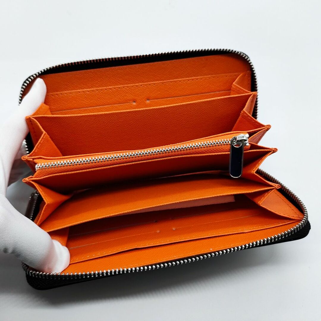 長財布 クロスボーダー レザーウォレット ブラック&オレンジ メンズのファッション小物(長財布)の商品写真
