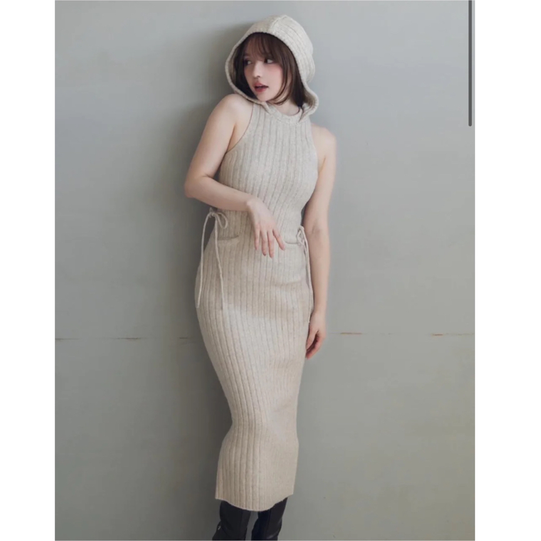 andmary ハグニットリボンワンピース ベージュ 黒瀧まりあ アンド