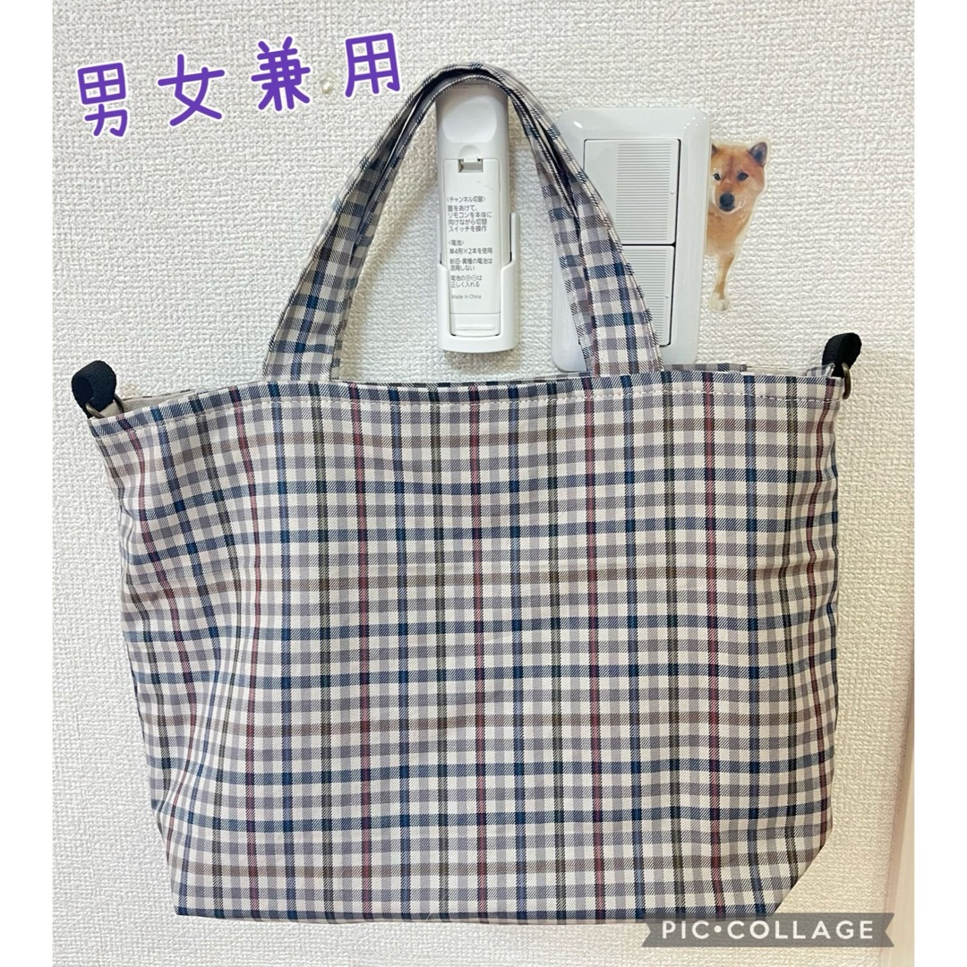 【ハンドメイド】2wayトートバッグ チェック柄ブラウン系 | フリマアプリ ラクマ
