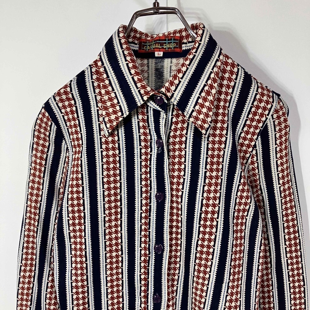 ART VINTAGE - 【ヴィンテージ ハウンドトゥースデザイン レトロ 長袖