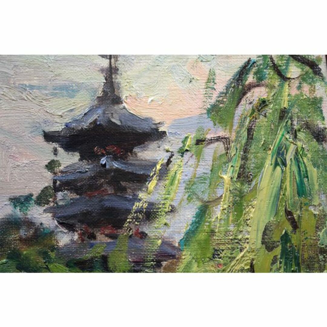 島田利一『奈良風景（猿沢の池）』油彩画【真作保証】 絵画 エンタメ/ホビーの美術品/アンティーク(絵画/タペストリー)の商品写真