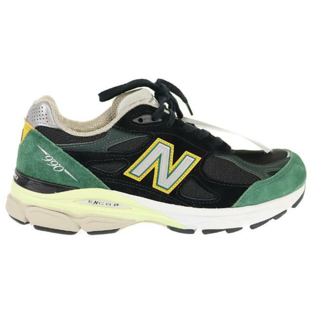 New Balance(ニューバランス)のニューバランス スニーカー 990v3 M990CP3 中古 サイズ26cm ブラック グリーン New Blance 【中古】 | 靴 ファッション 黒 緑 メンズ シンプル カジュアル ランクSA メンズの靴/シューズ(スニーカー)の商品写真