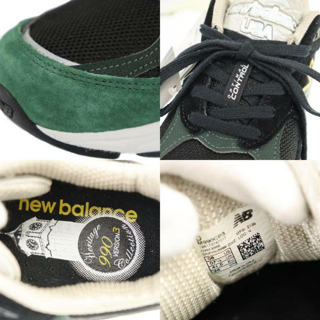 New Balance(ニューバランス)のニューバランス スニーカー 990v3 M990CP3 中古 サイズ26cm ブラック グリーン New Blance 【中古】 | 靴 ファッション 黒 緑 メンズ シンプル カジュアル ランクSA メンズの靴/シューズ(スニーカー)の商品写真