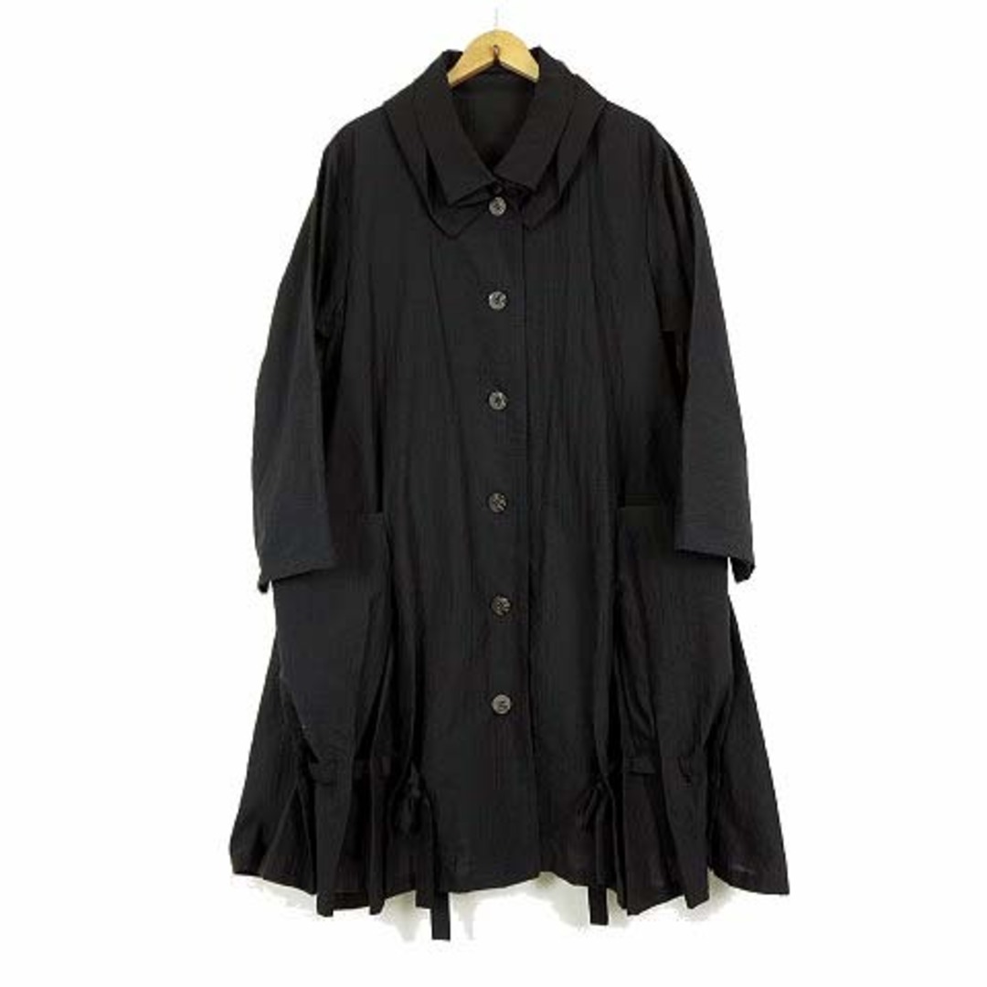 ジウ 慈雨 センソユニコ コート ロング 羽織り 変形襟 ハリ感 L 40 黒
