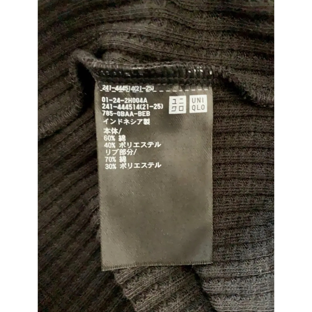 UNIQLO(ユニクロ)のユニクロ　ワッフルクルーネックＴ（長袖）　2XL  09 BLACK レディースのトップス(カットソー(長袖/七分))の商品写真