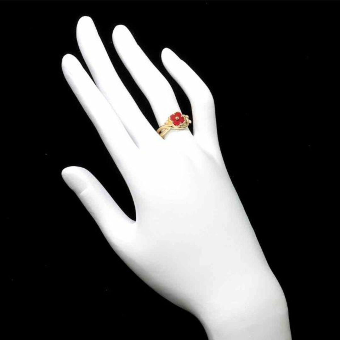 【サイズ11号】4石お花のダイヤモンド0.1ctリング・指輪 サイズ直し可能